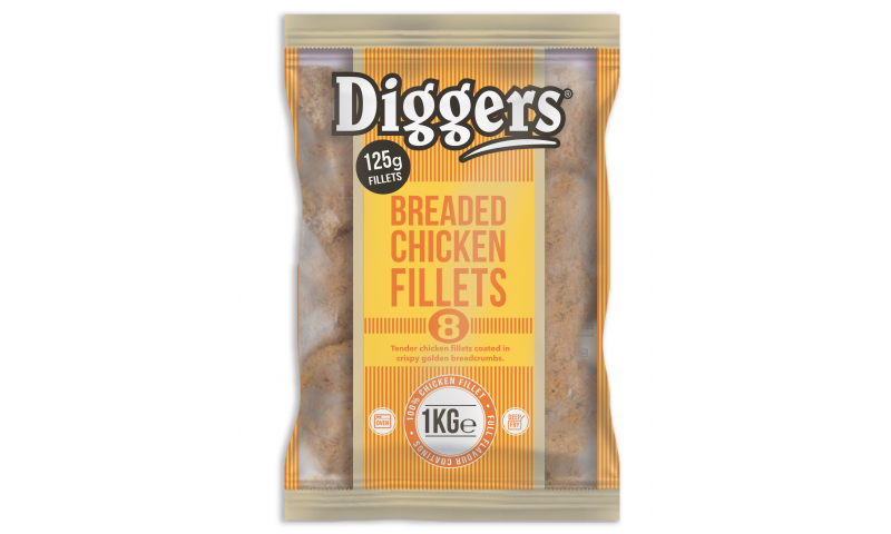 Diggers plain breaded chicken fillet 35x150g