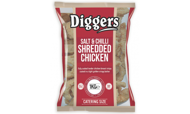 Diggers Chicken Shredded Salt And Chill 12 x 320g